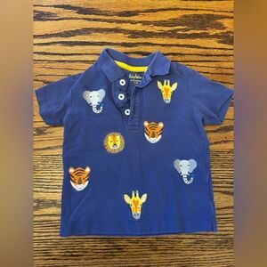 Baby Boden Navy Polo with Animal Embroidery